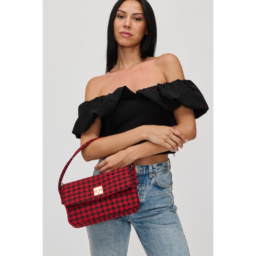 Woman wearing Red Black Urban Expressions Sidney Crossbody 840611116567 View 1 | Red Black