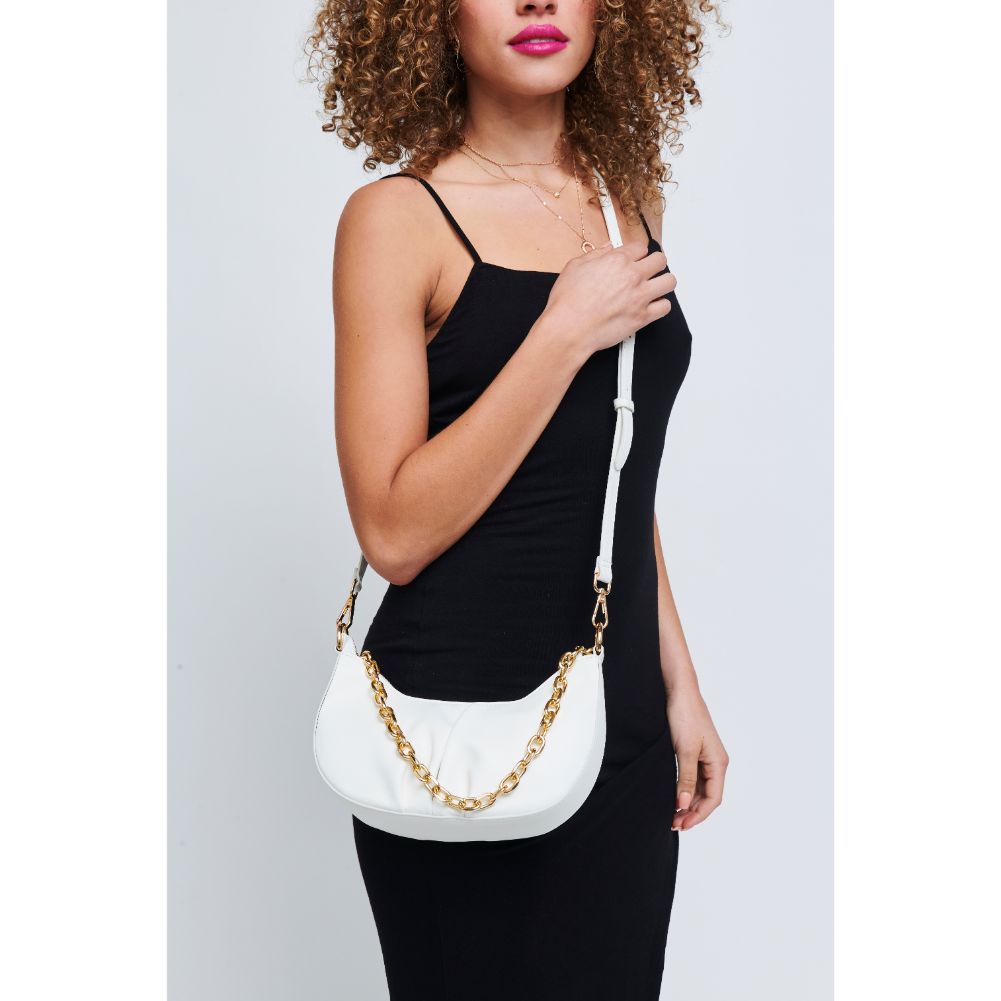 Woman wearing White Urban Expressions Paige Crossbody 840611179692 View 1 | White