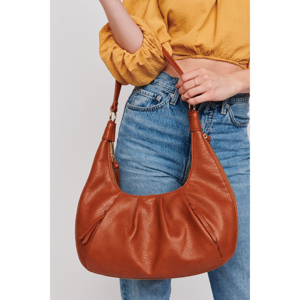 Woman wearing Tan Urban Expressions Leora Hobo 818209010214 View 4 | Tan