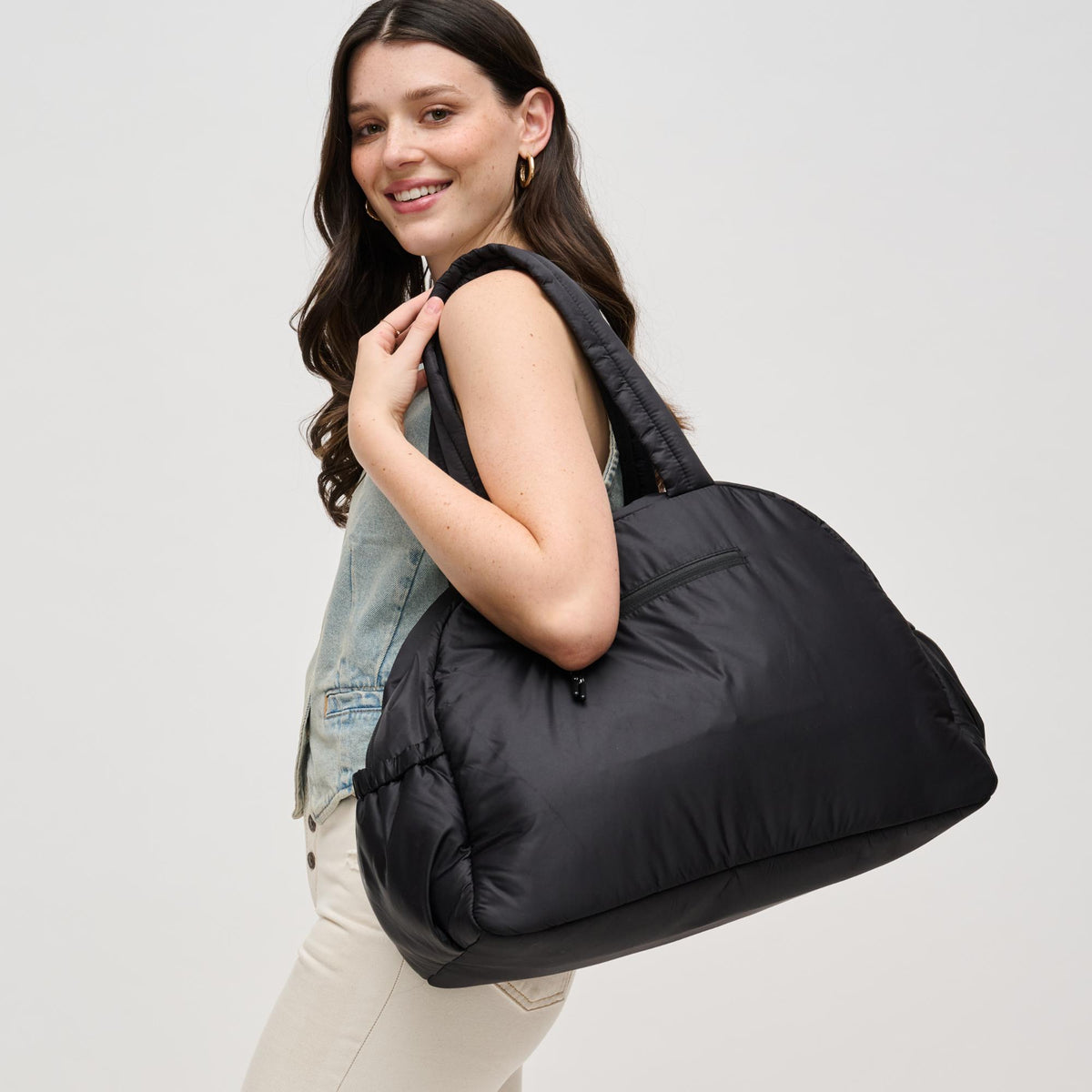 Woman wearing Black Urban Expressions Rae Duffel 840611141224 View 2 | Black