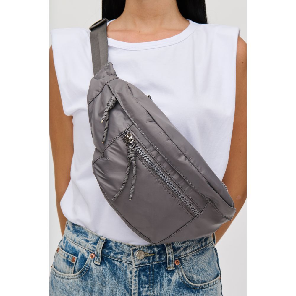 Woman wearing Carbon Urban Expressions Laurence - Nylon Belt Bag 840611114846 View 4 | Carbon