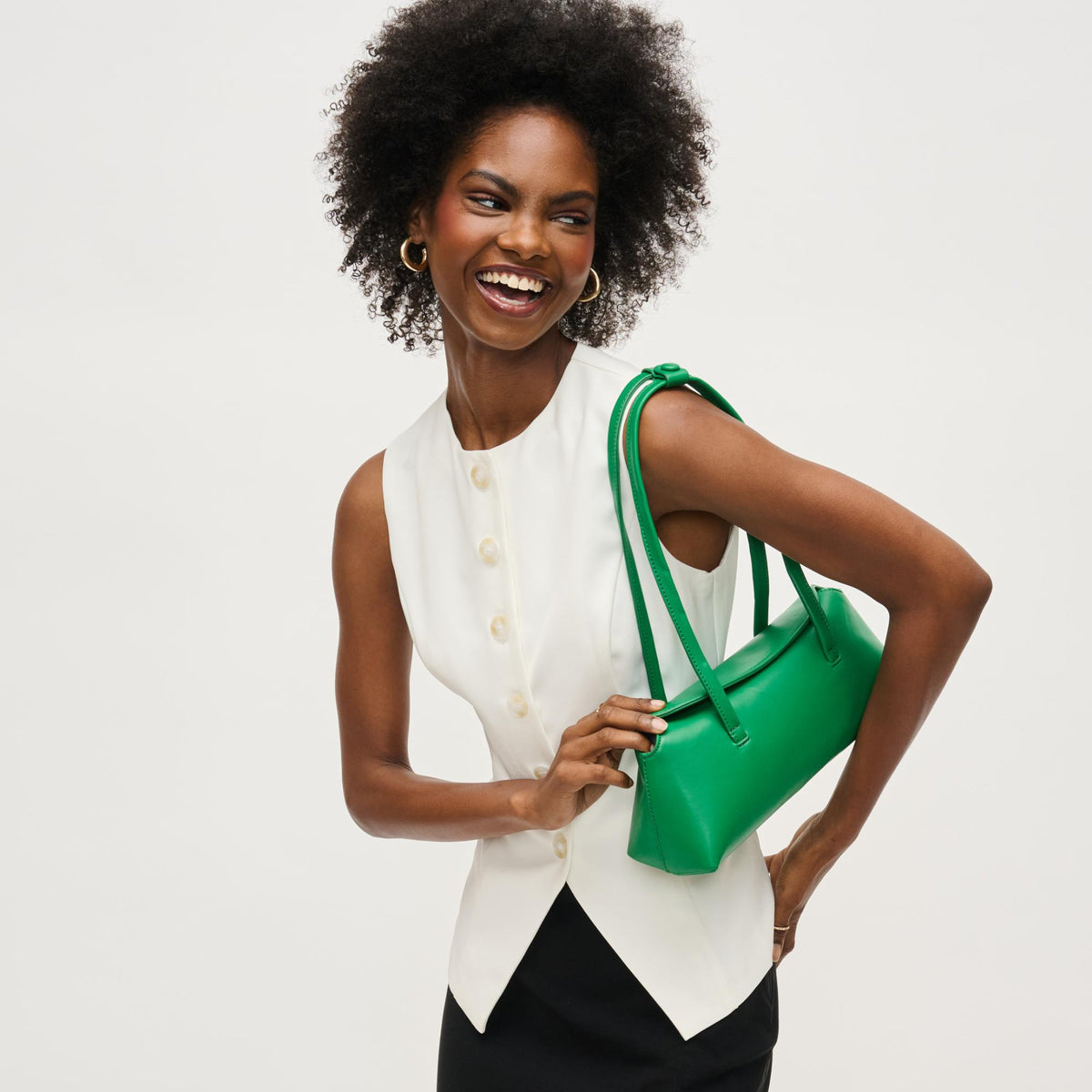 Woman wearing Green Urban Expressions Merlinda Shoulder Bag 840611157102 View 2 | Green