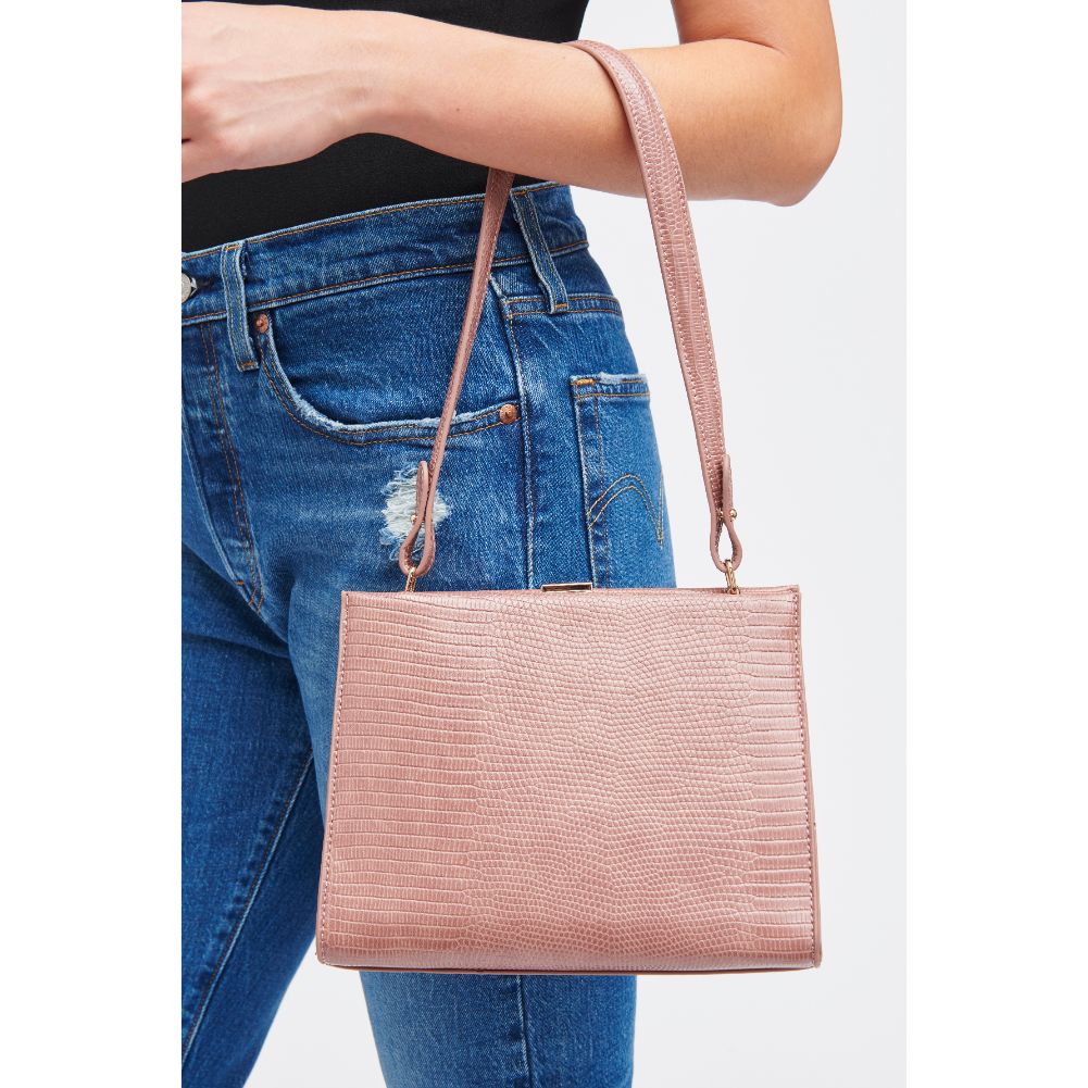 Woman wearing Mauve Urban Expressions Deloris Shoulder Bag 840611185129 View 2 | Mauve