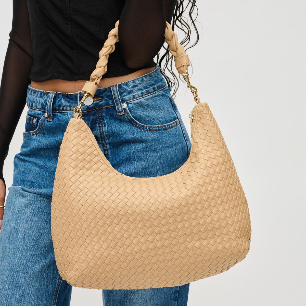 Woman wearing Natural Urban Expressions Sabrina Hobo 840611126191 View 2 | Natural