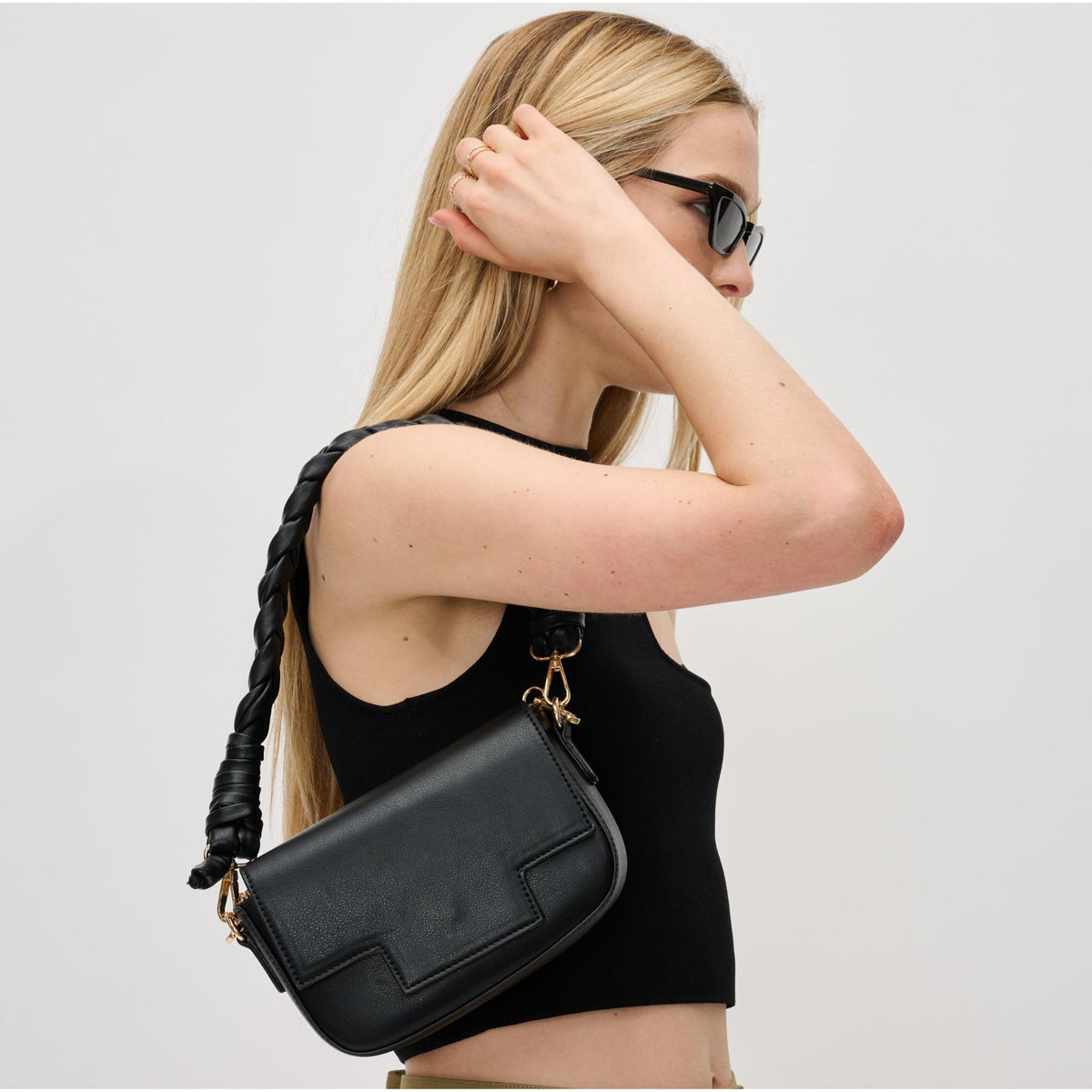 Woman wearing Black Urban Expressions Tessa Crossbody 840611124760 View 2 | Black