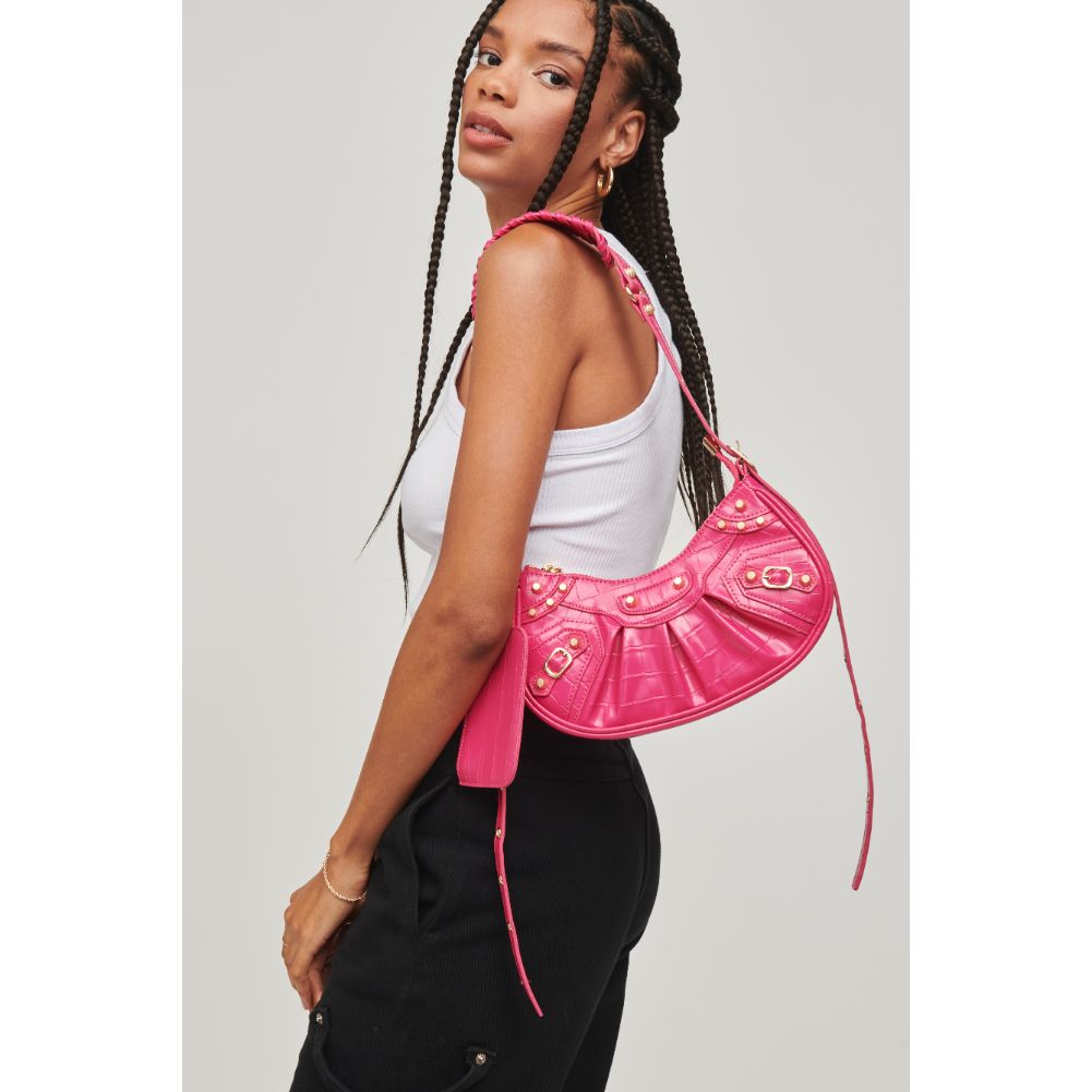 Woman wearing Magenta Urban Expressions Bellatrix Crossbody 840611110046 View 2 | Magenta