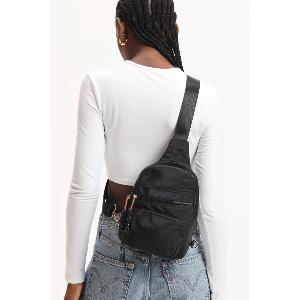 Woman wearing Black Urban Expressions Sid Sling Backpack 840611120663 View 1 | Black