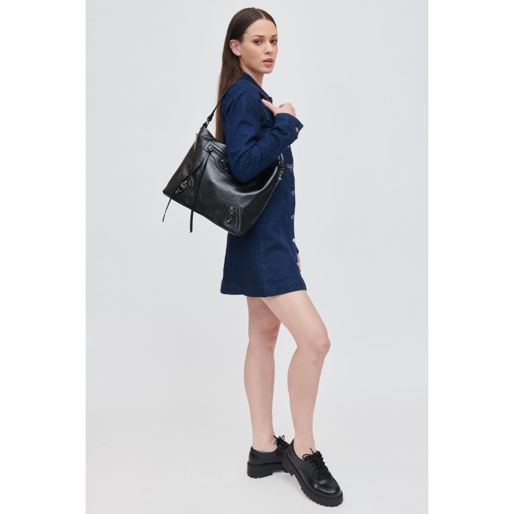 Woman wearing Black Urban Expressions Yolonda Hobo 840611105646 View 3 | Black