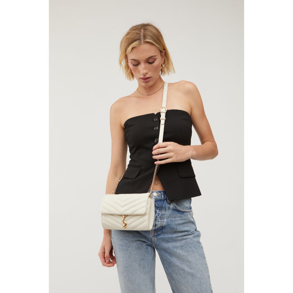 Woman wearing Oatmilk Urban Expressions Nanci Crossbody 840611115324 View 2 | Oatmilk