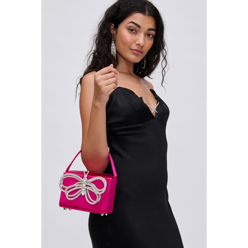 Woman wearing Fuchsia Urban Expressions Vanessa Evening Bag 840611113429 View 1 | Fuchsia