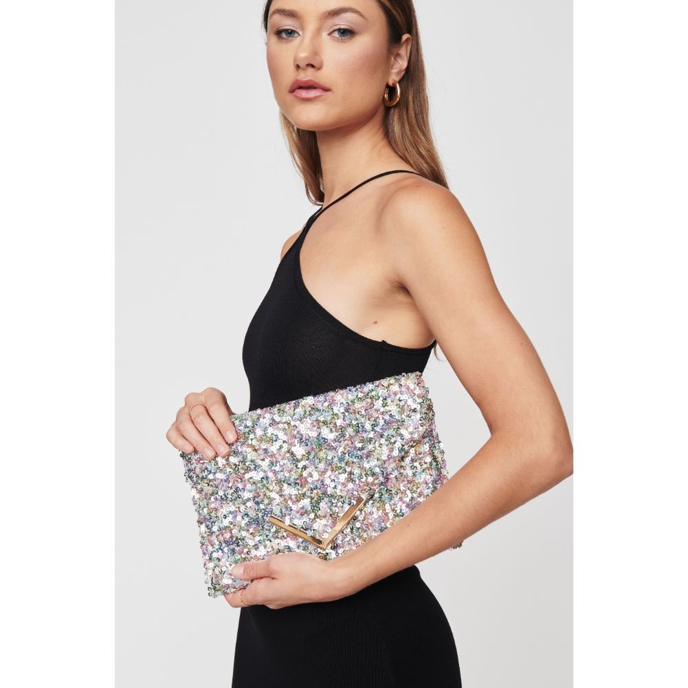 Woman wearing Multi Urban Expressions Rizza Sequin Evening Bag 840611103451 View 1 | Multi