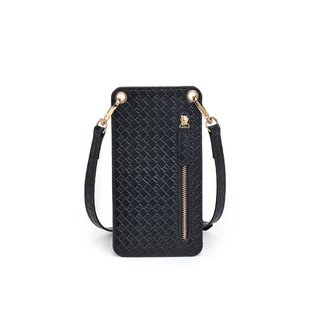 Product Image of Urban Expressions Claire Woven Cell Phone Crossbody 840611102331 View 7 | Black