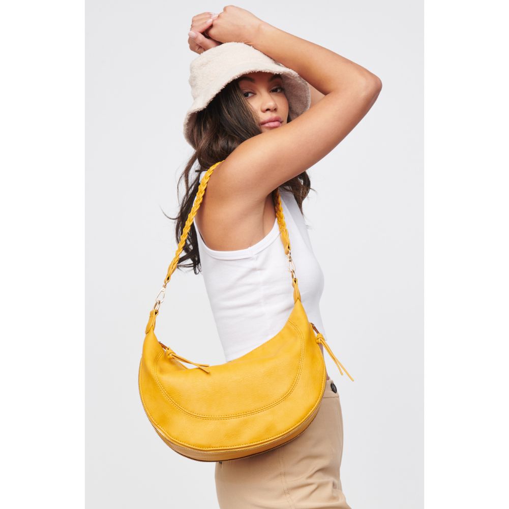 Woman wearing Mustard Urban Expressions Virginia Crossbody 818209015233 View 2 | Mustard