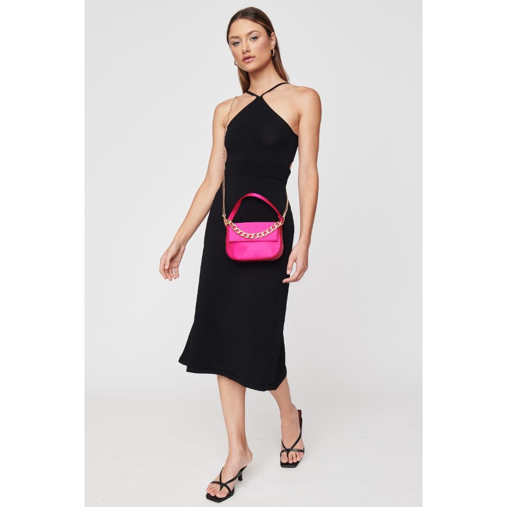 Woman wearing Magenta Urban Expressions Aaliyah Evening Bag 840611101051 View 4 | Magenta