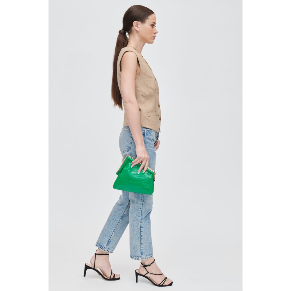 Woman wearing Green Urban Expressions Yanira - Croco Crossbody 840611106179 View 4 | Green