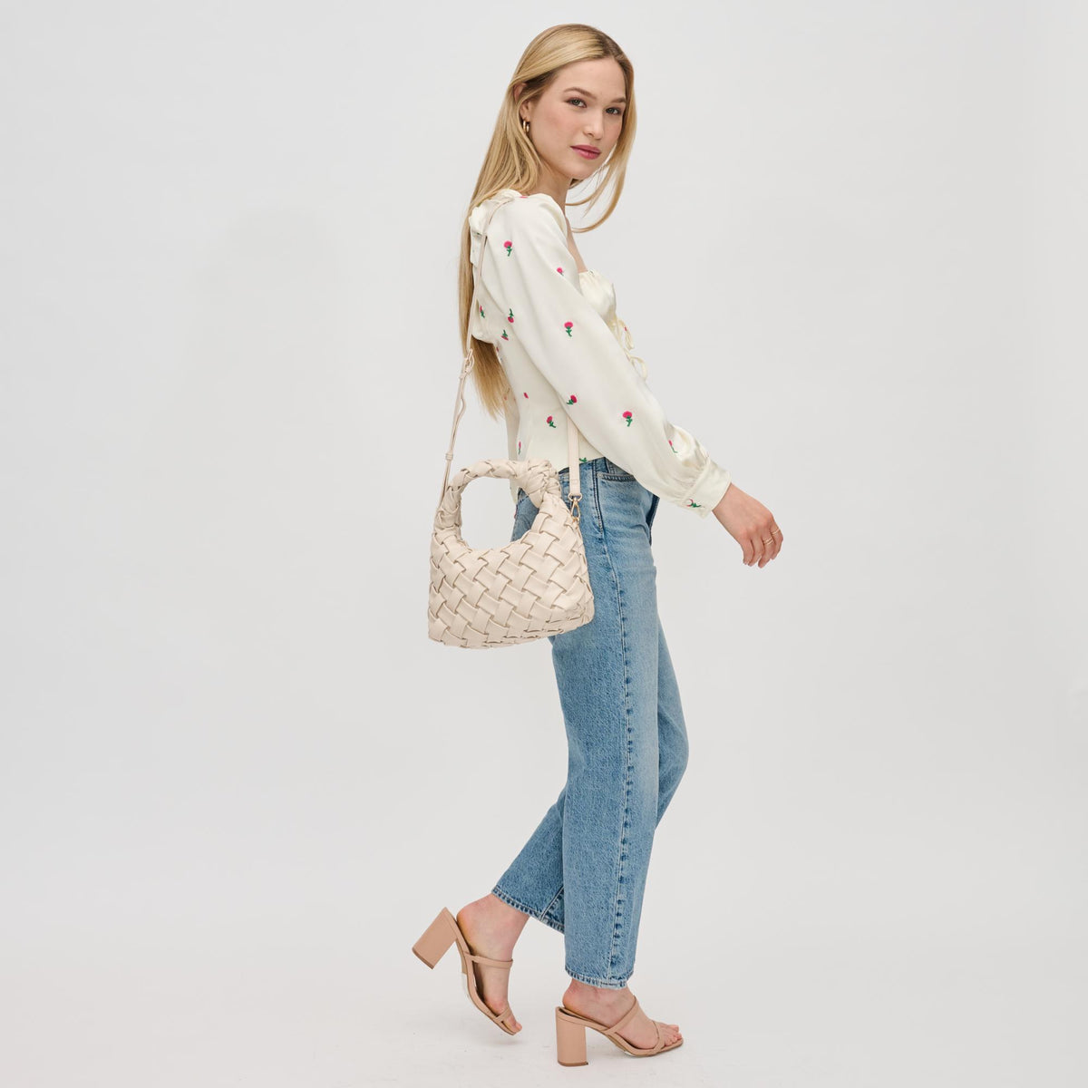 Woman wearing Oatmilk Urban Expressions Josie Crossbody 840611126412 View 3 | Oatmilk