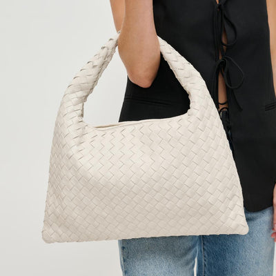 Woman wearing Oatmilk Urban Expressions Leah Hobo 840611126474 View 1 | Oatmilk