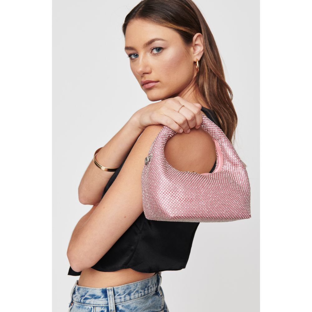 Woman wearing Pink Urban Expressions Raquel Evening Bag 840611110756 View 4 | Pink