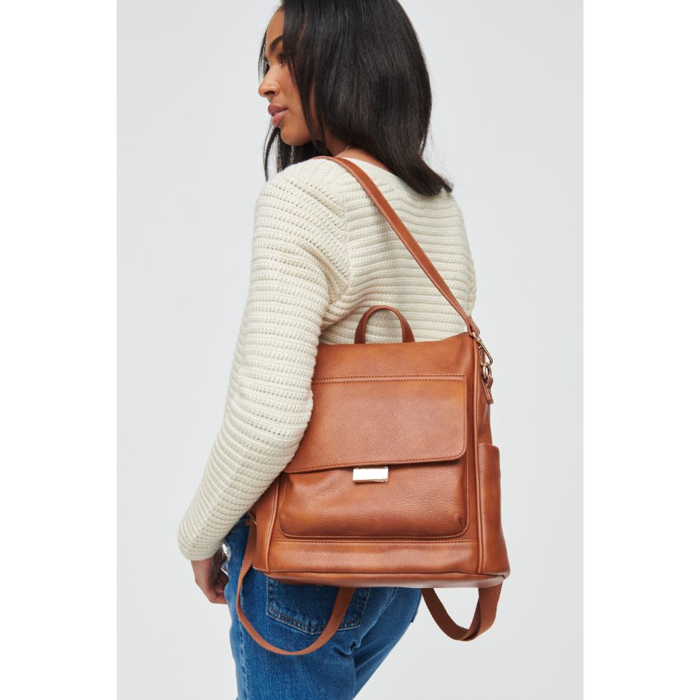 Woman wearing Tan Urban Expressions Caroline Backpack 840611103253 View 2 | Tan