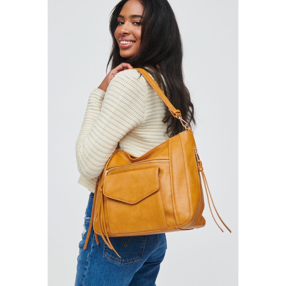 Woman wearing Mustard Urban Expressions Brooke Hobo 840611107961 View 2 | Mustard