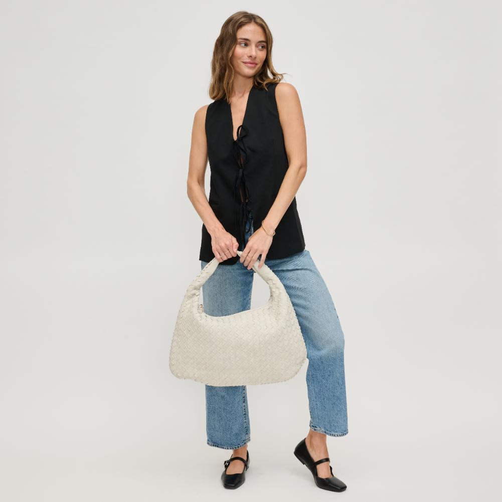 Woman wearing Cream Urban Expressions Victoria Hobo 840611140869 View 4 | Cream