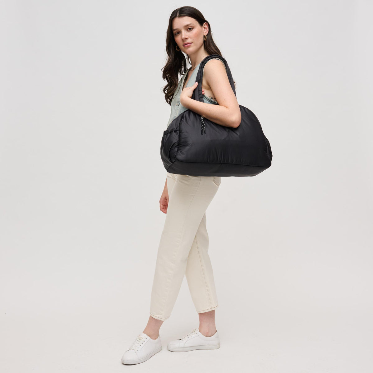 Woman wearing Black Urban Expressions Rae Duffel 840611141224 View 3 | Black