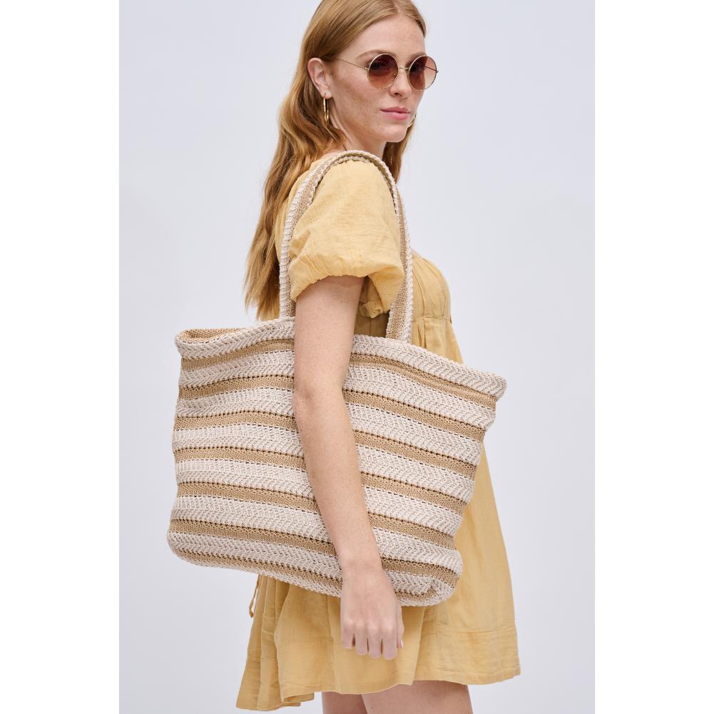 Woman wearing Ivory Natural Urban Expressions Ophelia Tote 840611191144 View 1 | Ivory Natural