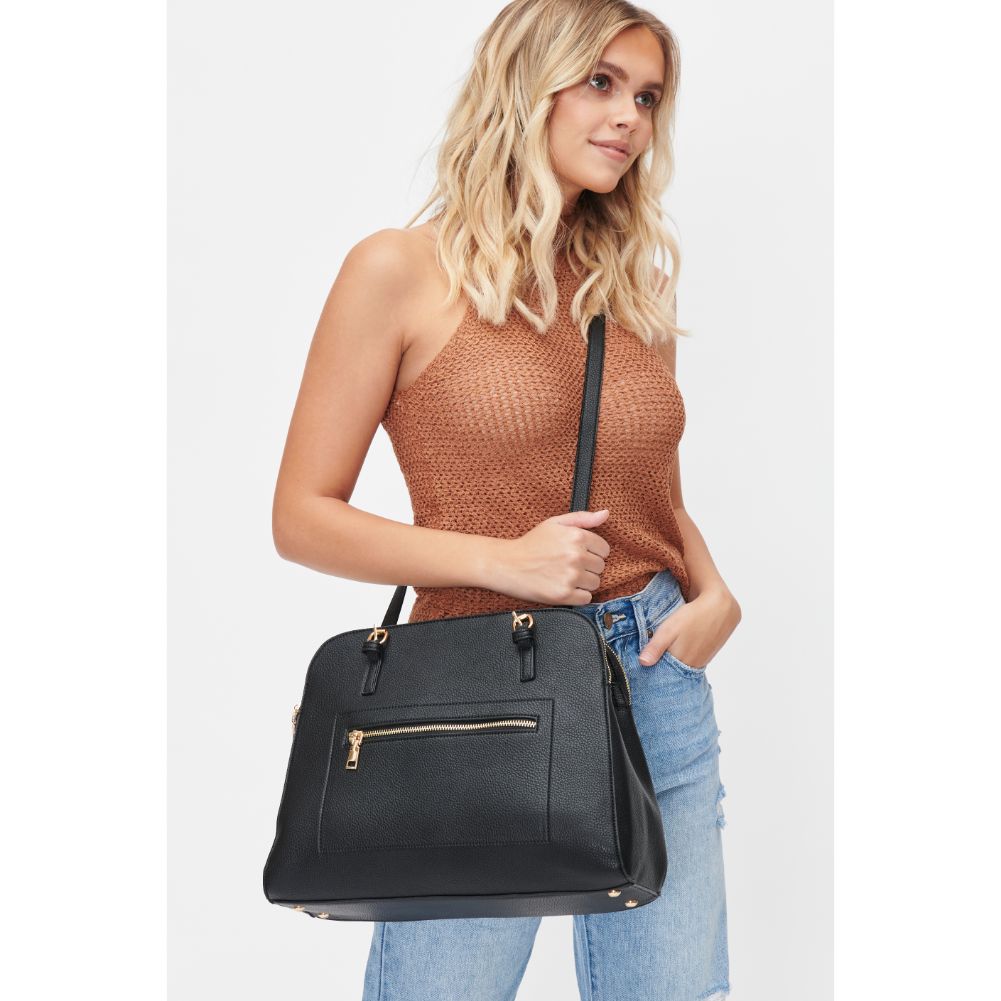 Woman wearing Black Urban Expressions Laken Satchel 840611101372 View 2 | Black