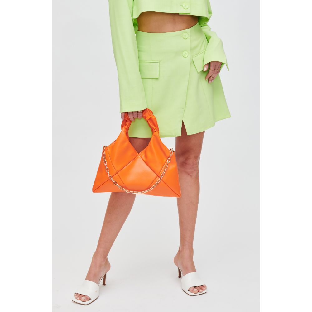 Woman wearing Tangerine Urban Expressions Tinley Crossbody 840611105943 View 3 | Tangerine