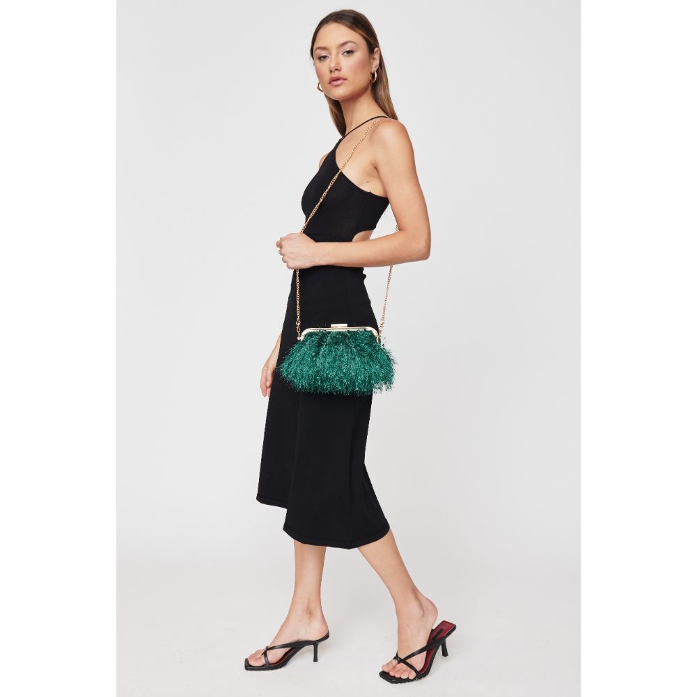 Woman wearing Emerald Urban Expressions Rosalind Evening Bag 840611104267 View 3 | Emerald