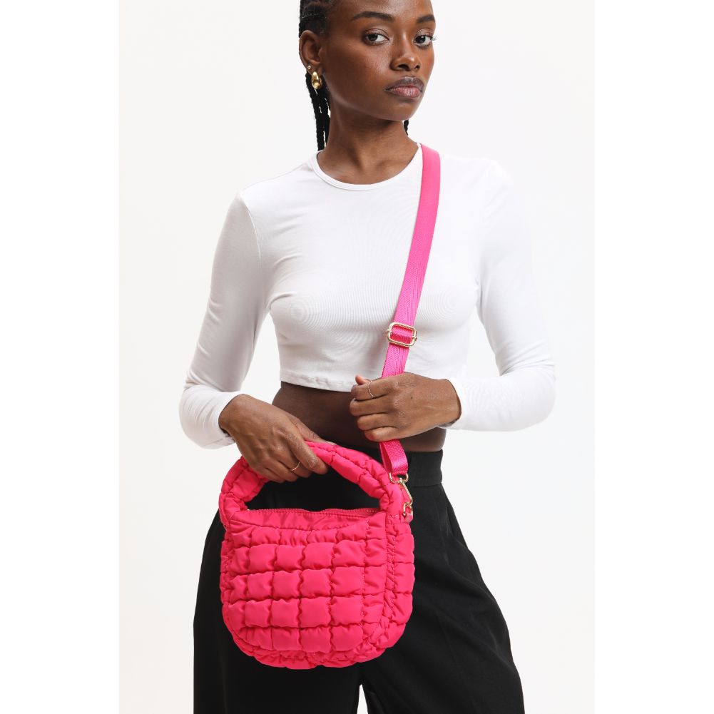 Woman wearing Hot Pink Urban Expressions Leo Crossbody 840611121134 View 1 | Hot Pink