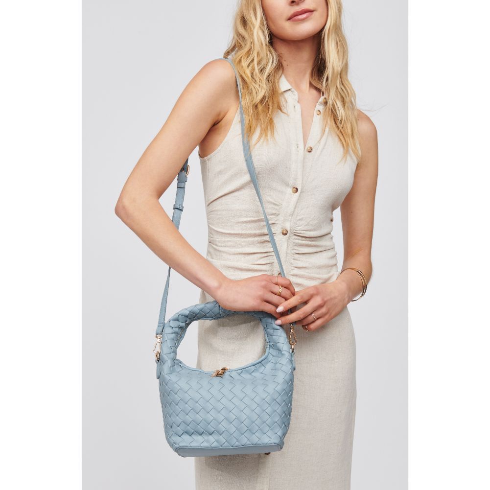 Woman wearing Sky Blue Urban Expressions Nylah - Woven Crossbody 840611100610 View 1 | Sky Blue