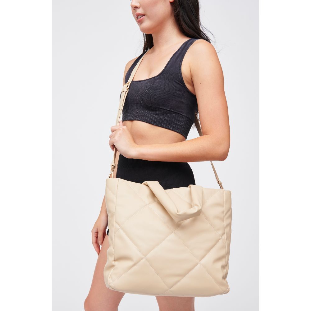 Woman wearing Natural Urban Expressions Evangeline Tote 818209010191 View 2 | Natural