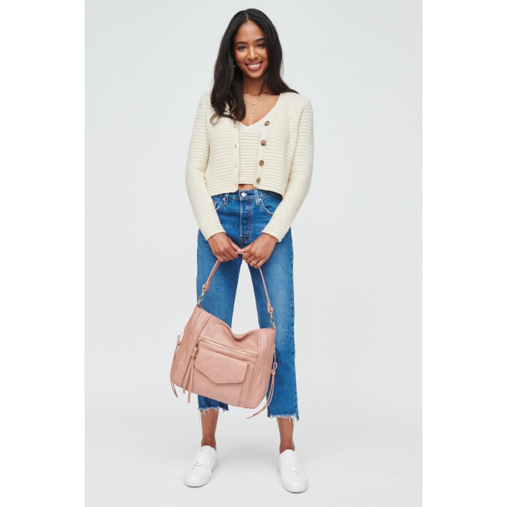 Woman wearing Blush Urban Expressions Brooke Hobo 840611108005 View 4 | Blush