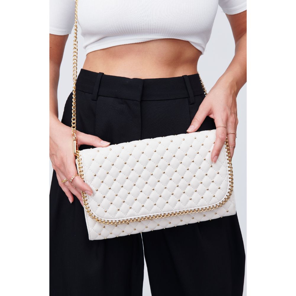 Woman wearing Oatmilk Urban Expressions Viola Clutch 818209011013 View 1 | Oatmilk