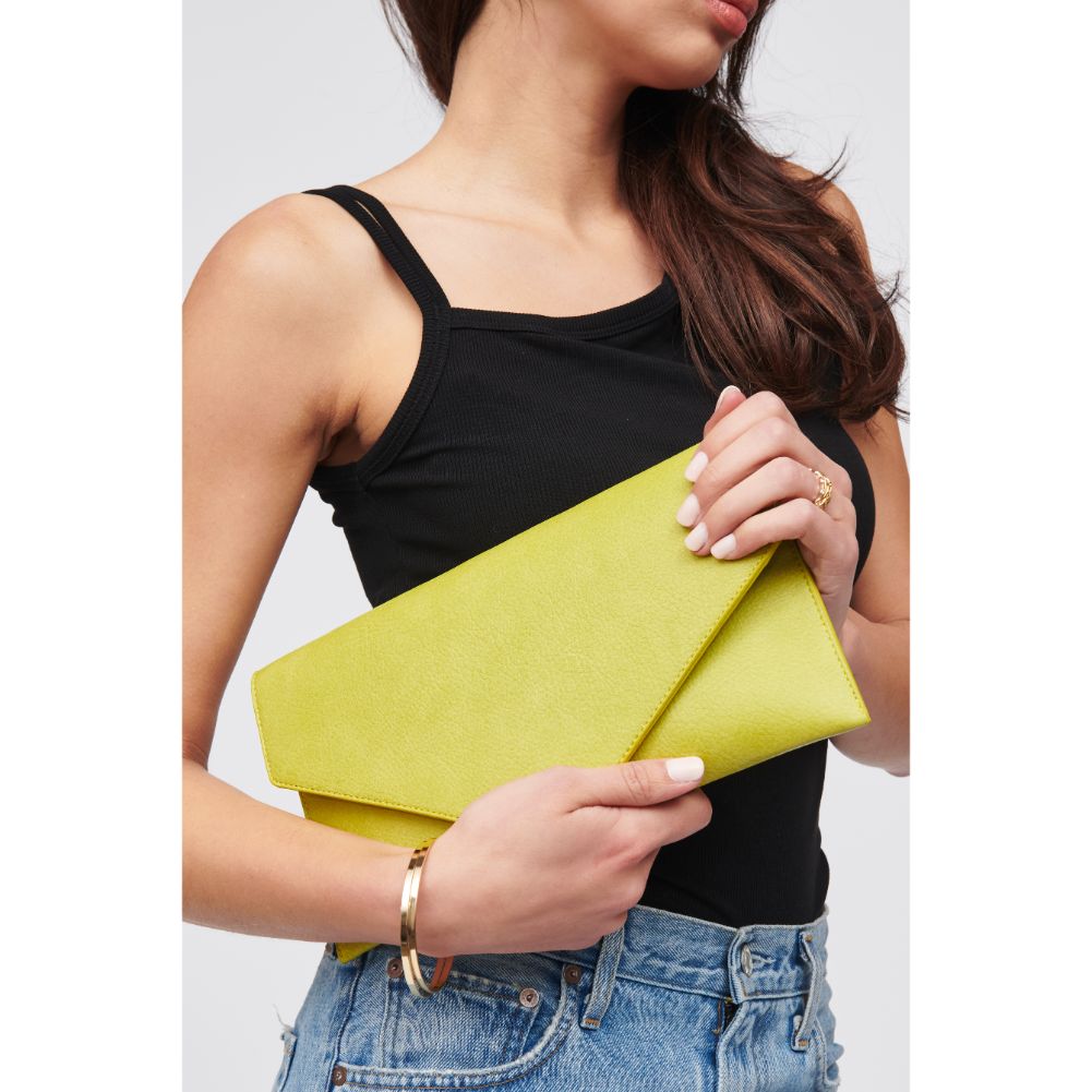 Woman wearing Citron Urban Expressions Izzy Clutch 840611100221 View 4 | Citron