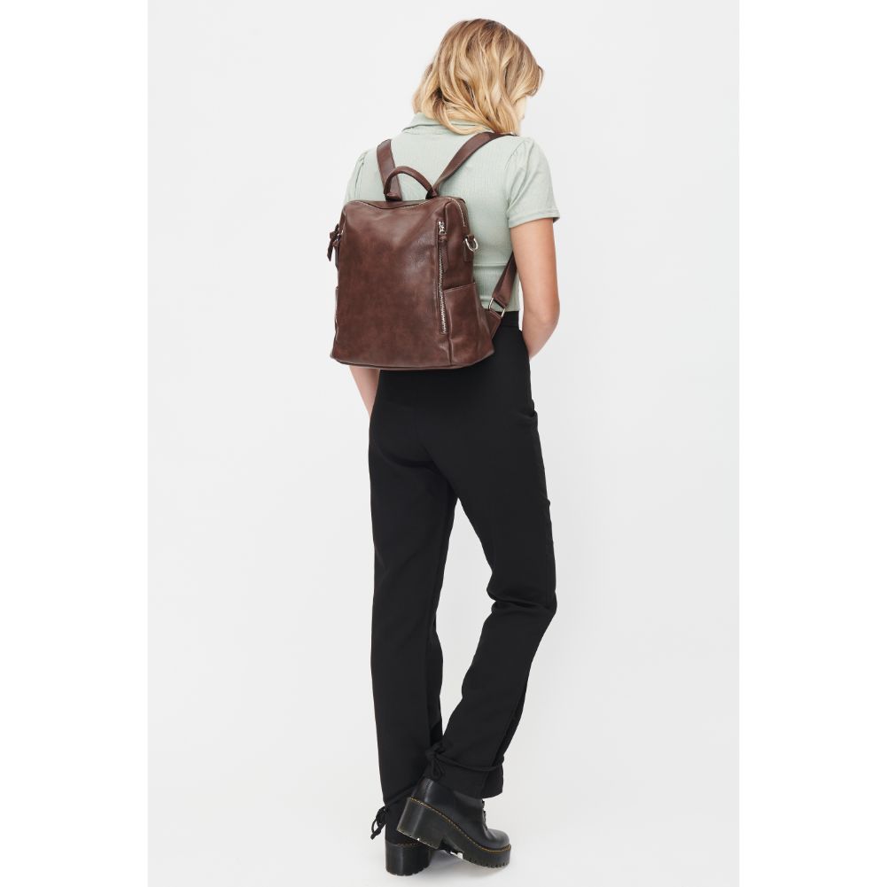 Woman wearing Espresso Urban Expressions Edie Backpack 818209010313 View 3 | Espresso