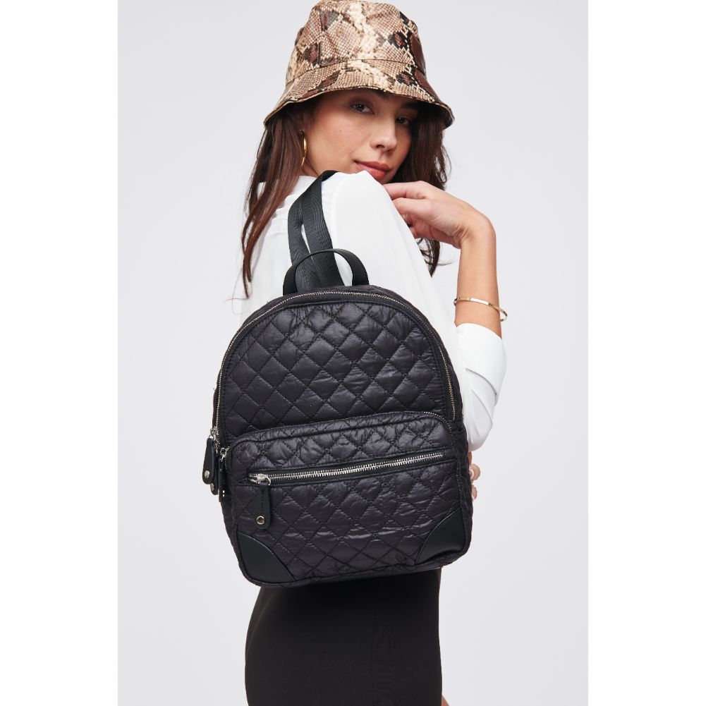 Woman wearing Black Urban Expressions Ambition Quilted Nylon Backpack Backpack 840611186232 View 1 | Black