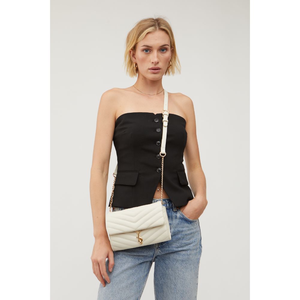 Woman wearing Oatmilk Urban Expressions Nanci Crossbody 840611115324 View 1 | Oatmilk