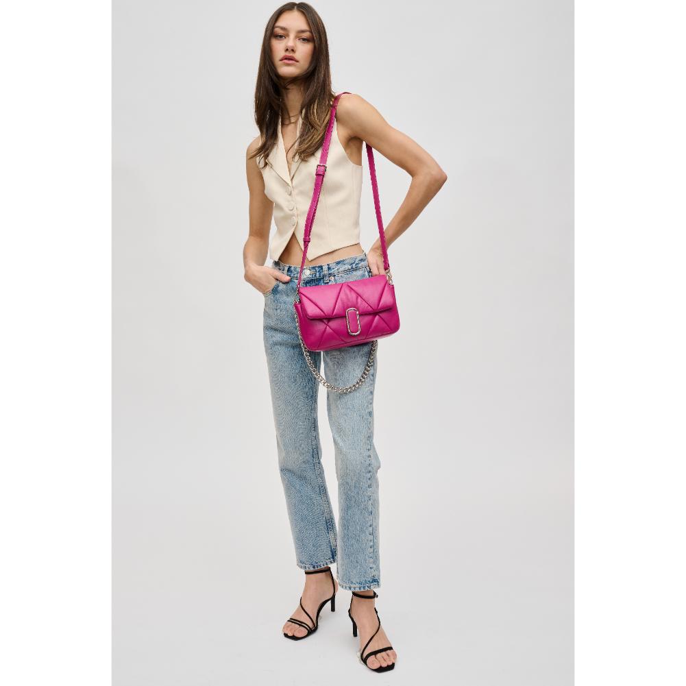 Woman wearing Fuchsia Urban Expressions Anderson Crossbody 840611121752 View 2 | Fuchsia