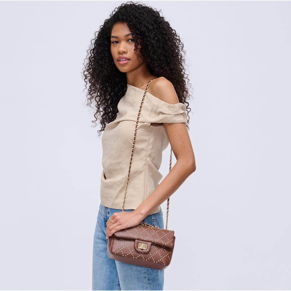 Woman wearing Chocolate Urban Expressions Avery Crossbody 840611135629 View 2 | Chocolate