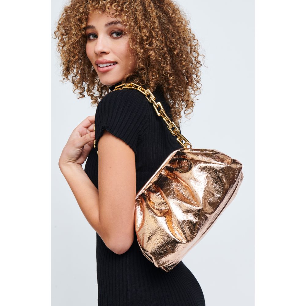 Woman wearing Rose Gold Urban Expressions Cassie Crossbody 840611174963 View 3 | Rose Gold