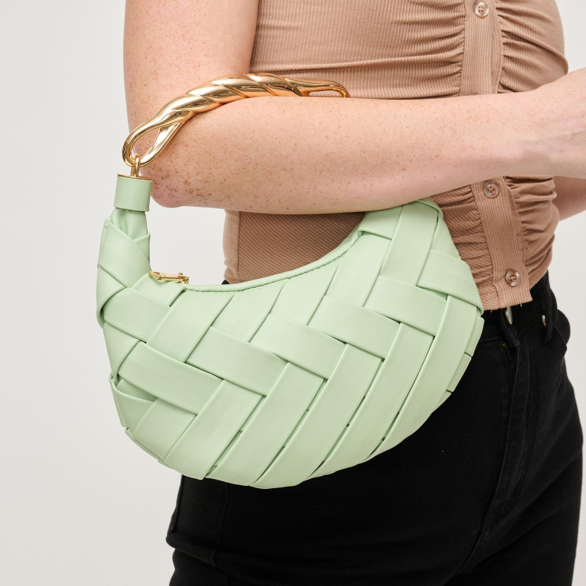 Woman wearing Pistachio Urban Expressions Pamela Crossbody 840611147493 View 4 | Pistachio