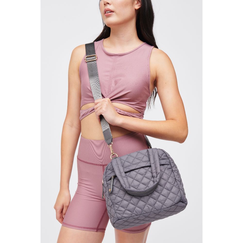 Woman wearing Carbon Urban Expressions Palmer - Quilted Nylon Tote 840611185600 View 1 | Carbon