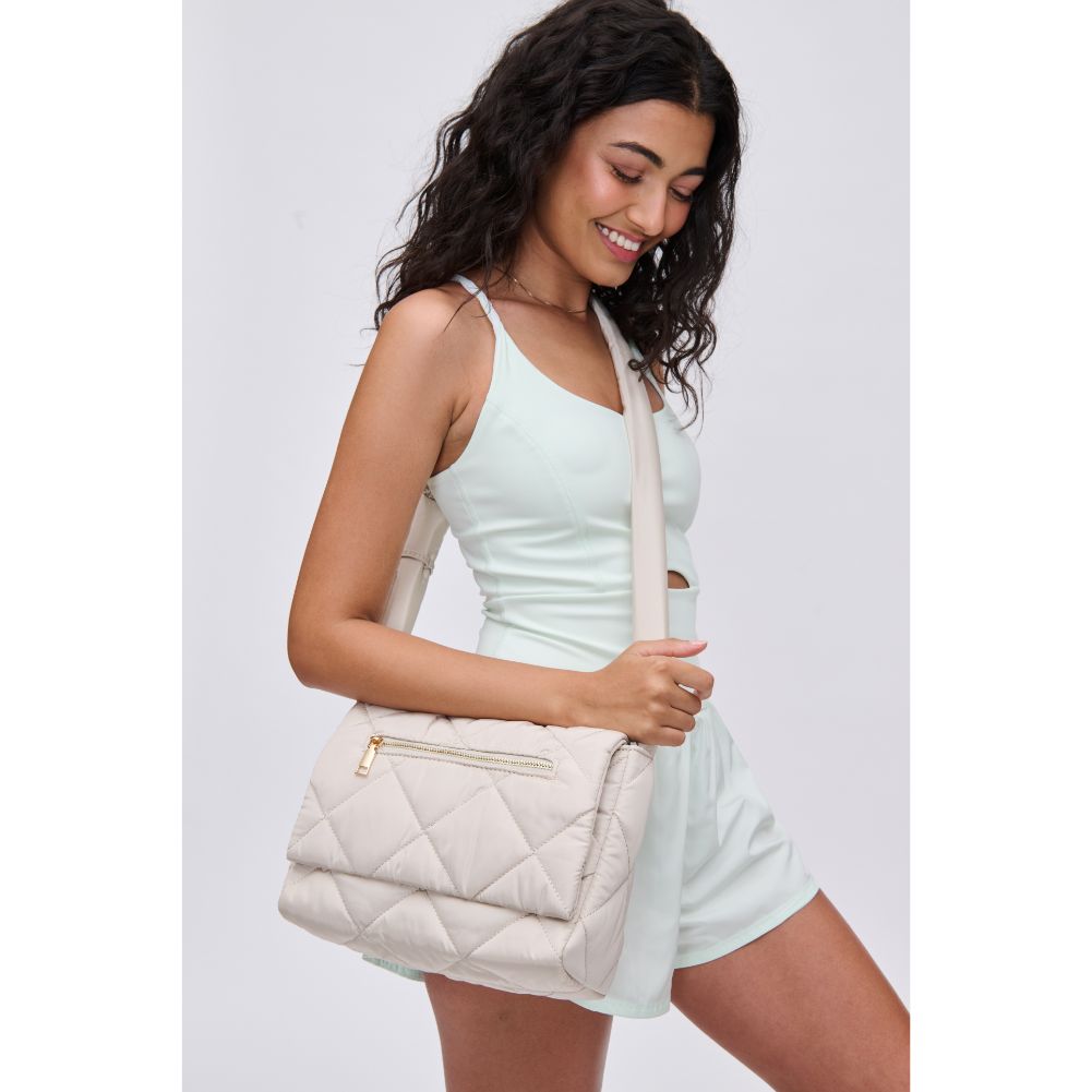 Woman wearing Off White Urban Expressions Carson - Quilted Nylon Crossbody 840611114525 View 2 | Off White