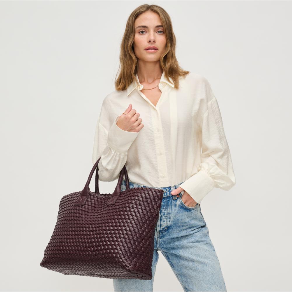 Woman wearing Espresso Urban Expressions Ithaca Tote 840611119230 View 1 | Espresso