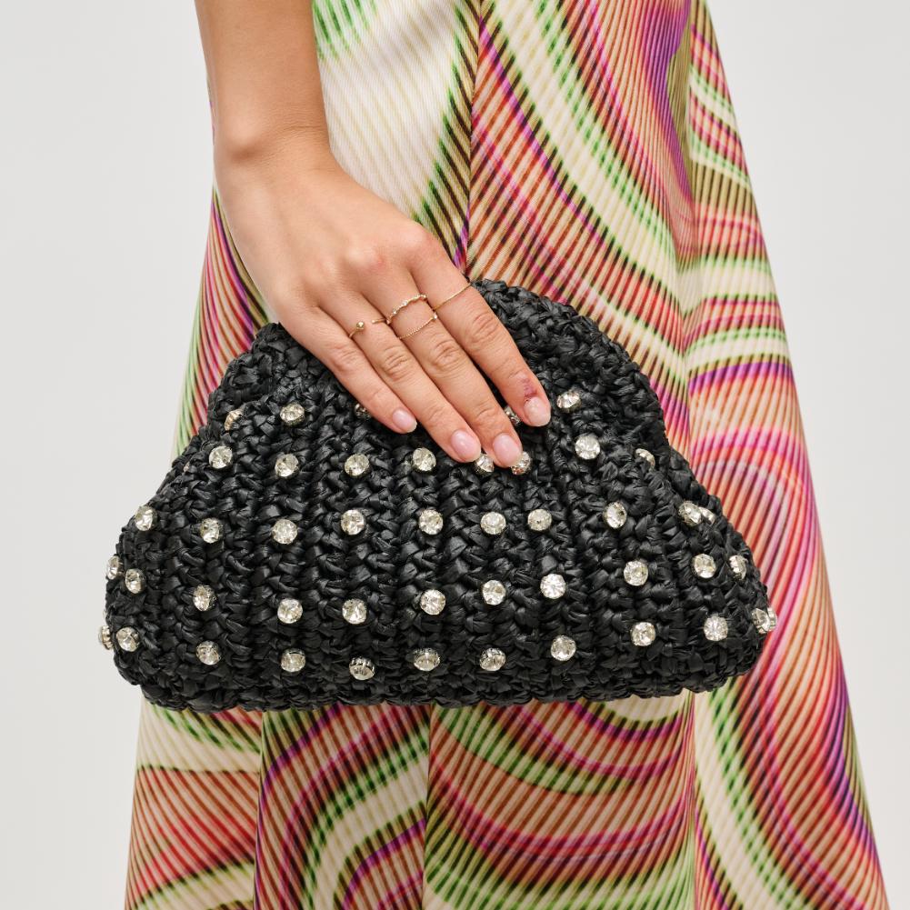 Woman wearing Black Urban Expressions Gwendolyn Clutch 840611193360 View 4 | Black