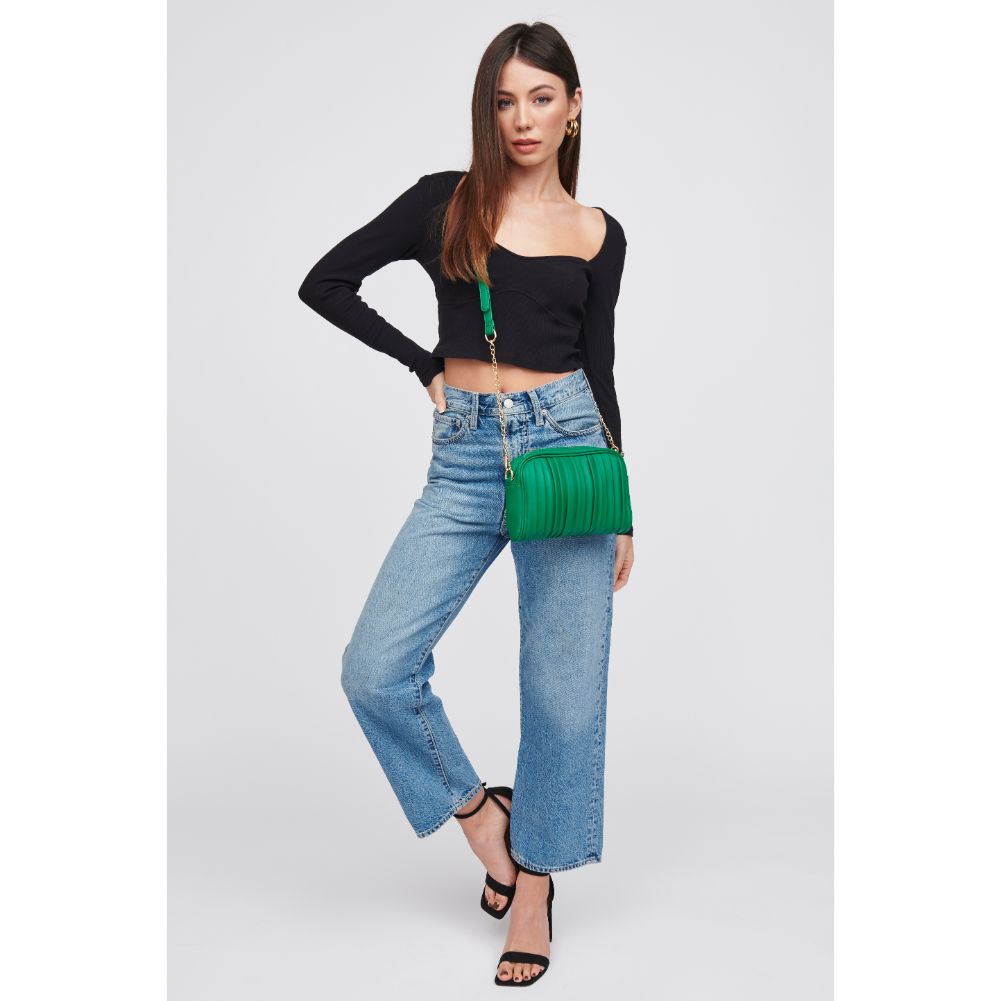 Woman wearing Kelly Green Urban Expressions Nadiya Crossbody 818209019682 View 3 | Kelly Green