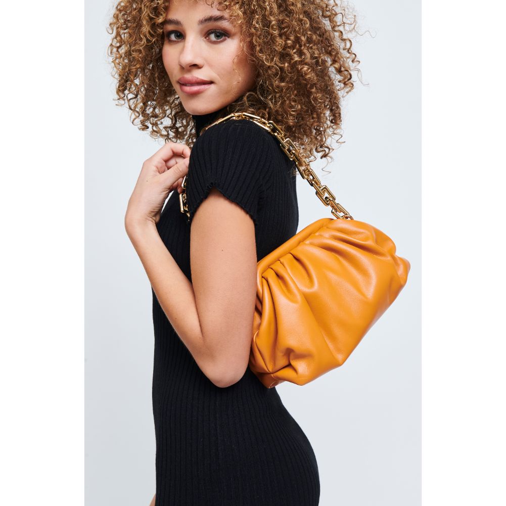 Woman wearing Caramel Urban Expressions Cassie Crossbody 840611178442 View 3 | Caramel