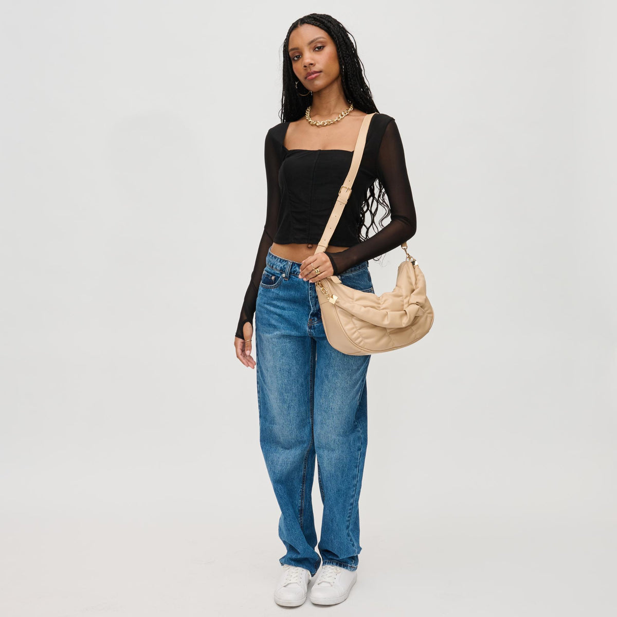 Woman wearing Natural Urban Expressions Whitney Crossbody 840611130600 View 4 | Natural